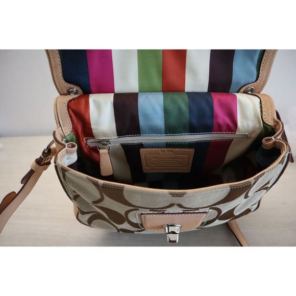 Coach Willis Brown Signature Canvas Leather ''70th Anniversary'' Crossbody Bag - Picture 14 of 16